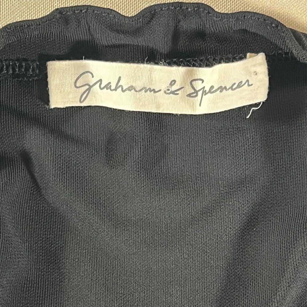 Graham & Spencer Black Keyhole Cutout Open Back Blouse Silk Trim Size Medium M - Picture 5 of 12